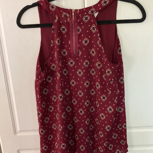 ❤️‍🔥5/20$ PINK ROSE💫Women’s Burgundy Printed Halter Style Lightweight Tank Top - Picture 8 of 10
